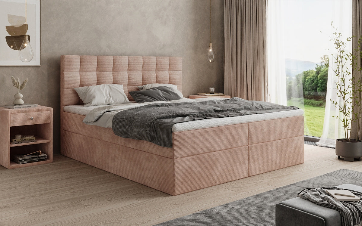 Boxspringbett Como in Cord mit Stauraum