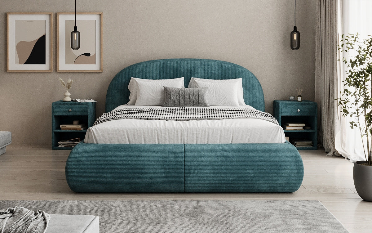 Designer Polsterbett Loop in Cord mit Stauraum