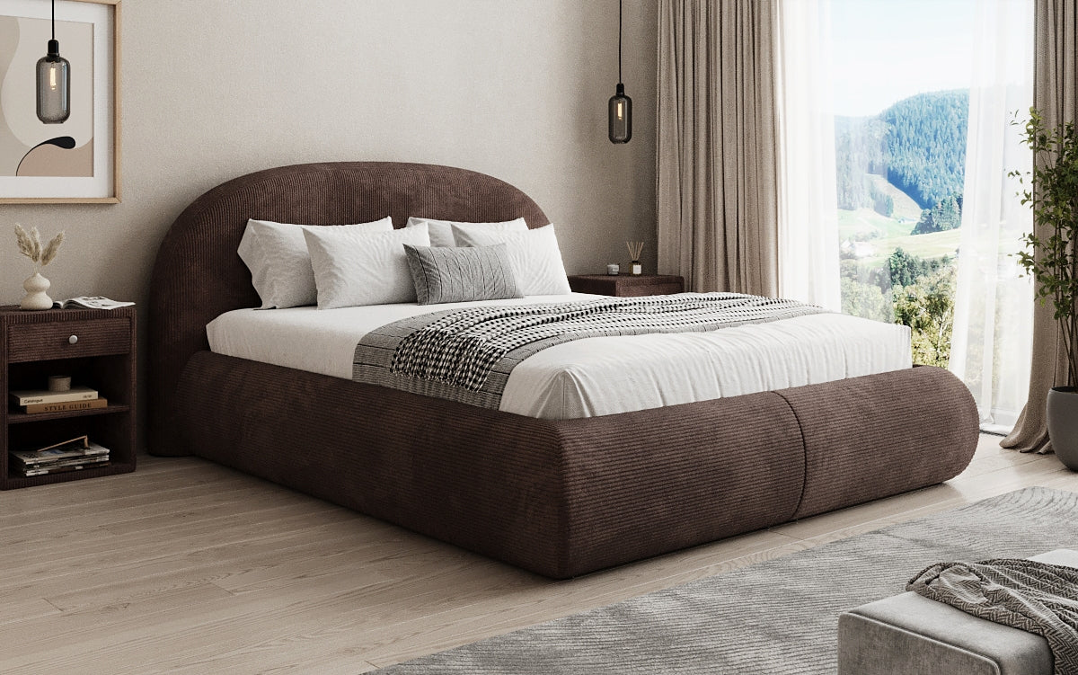 Designer Polsterbett Loop in Cord mit Stauraum