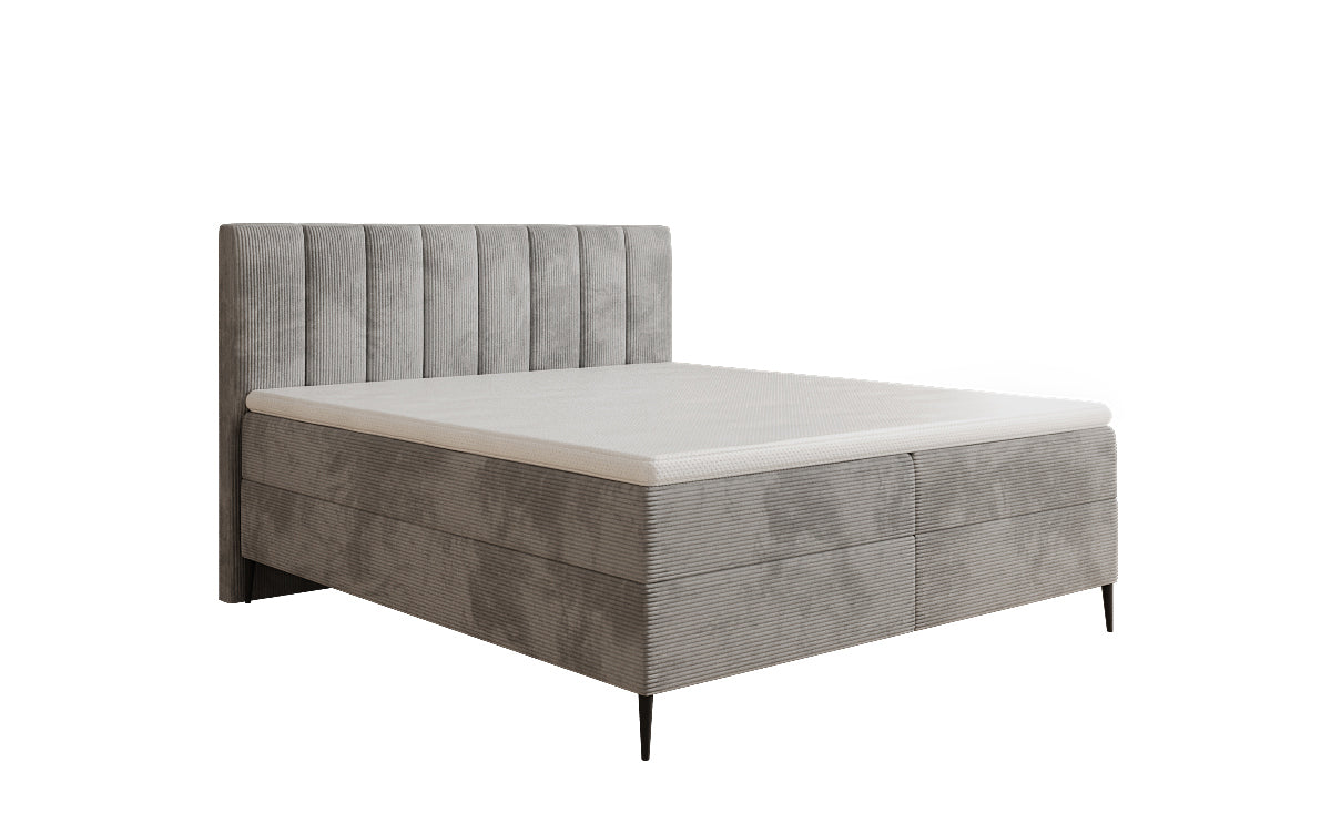 Boxspringbett Lucca in Cord mit Stauraum und Füßen