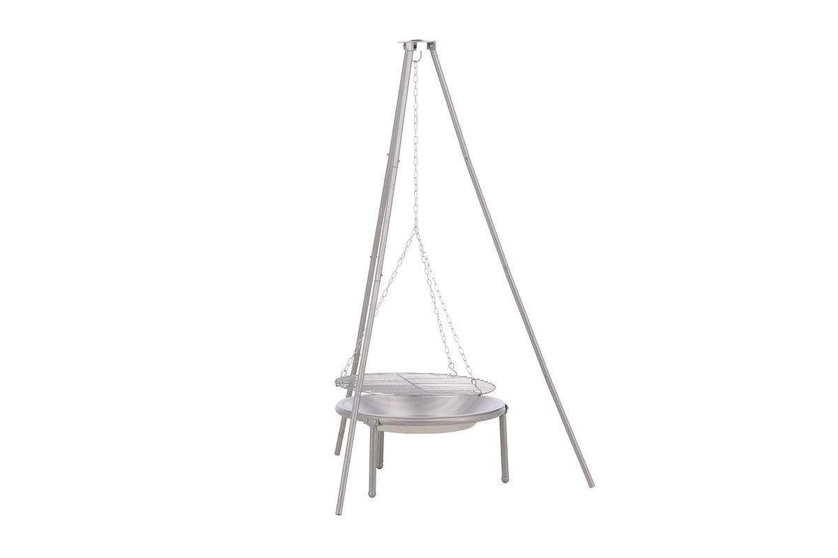 Garten Feuerschale mit Schwenkgrill Flamio - aus Stahl in Silber