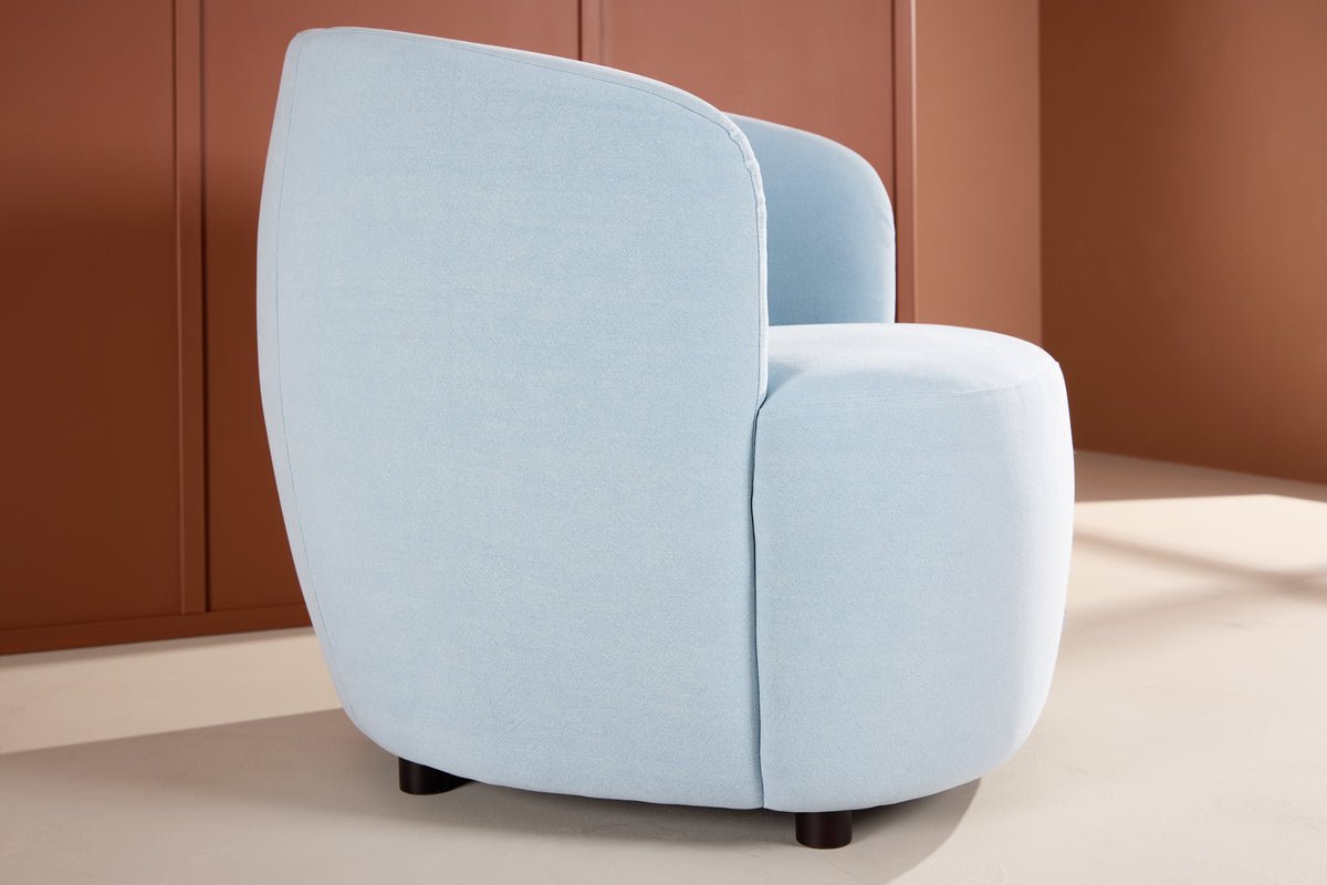 Sessel Bobby - Hellblauer Einzelsitzer in Birke