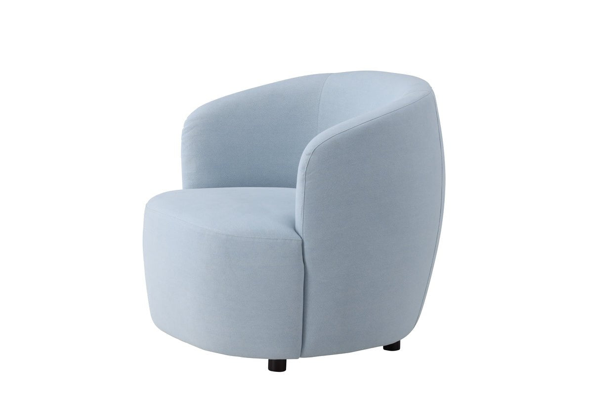 Sessel Bobby - Hellblauer Einzelsitzer in Birke