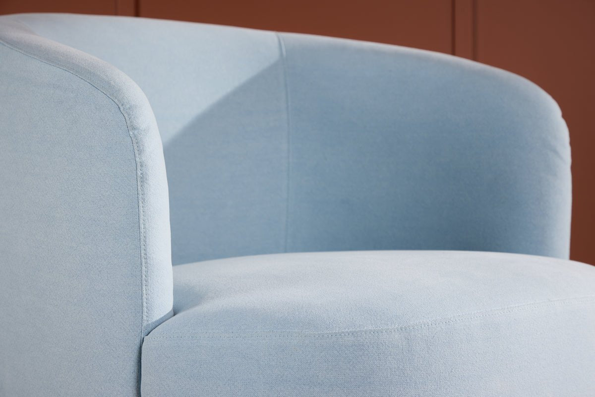 Sessel Bobby - Hellblauer Einzelsitzer in Birke