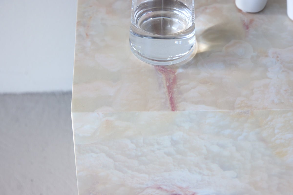 Beistelltisch Quadro – in Beige mit Steinoptik