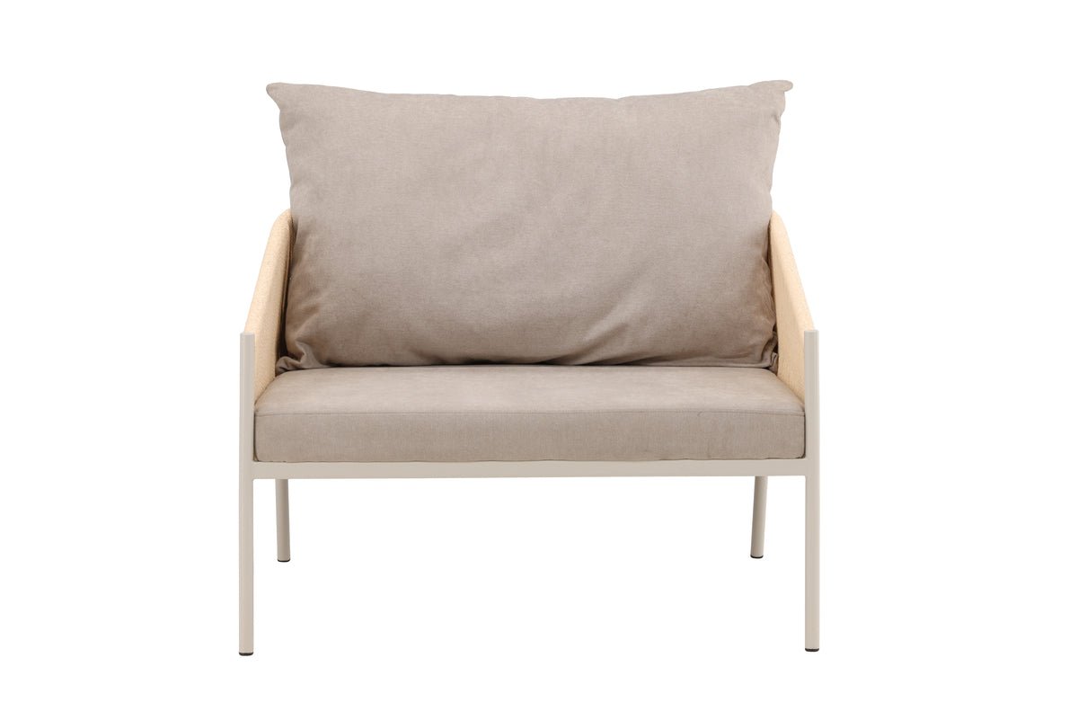 Sessel Jupiter - in Beige mit Leinenstruktur