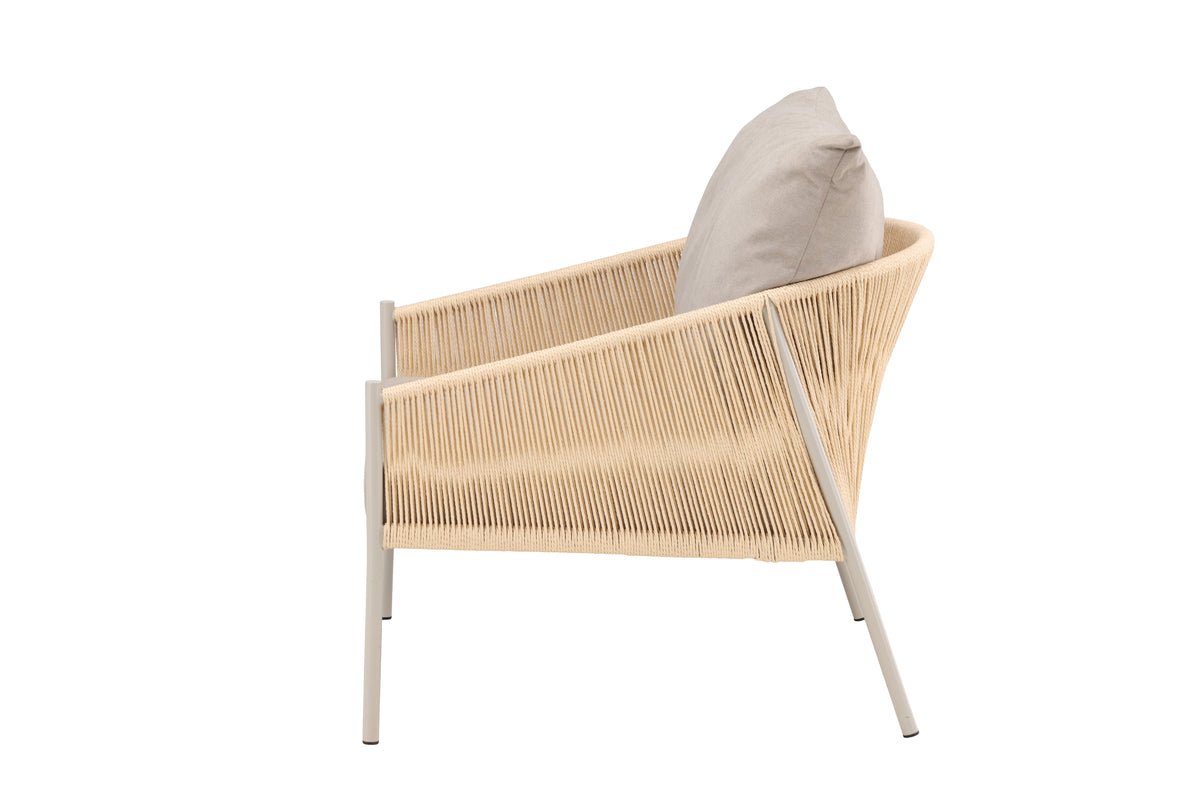 Sessel Jupiter - in Beige mit Leinenstruktur