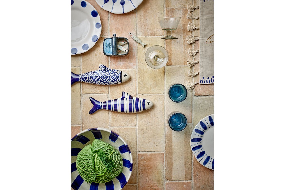 Schale Cala – handbemalte Steingutschale in Blau