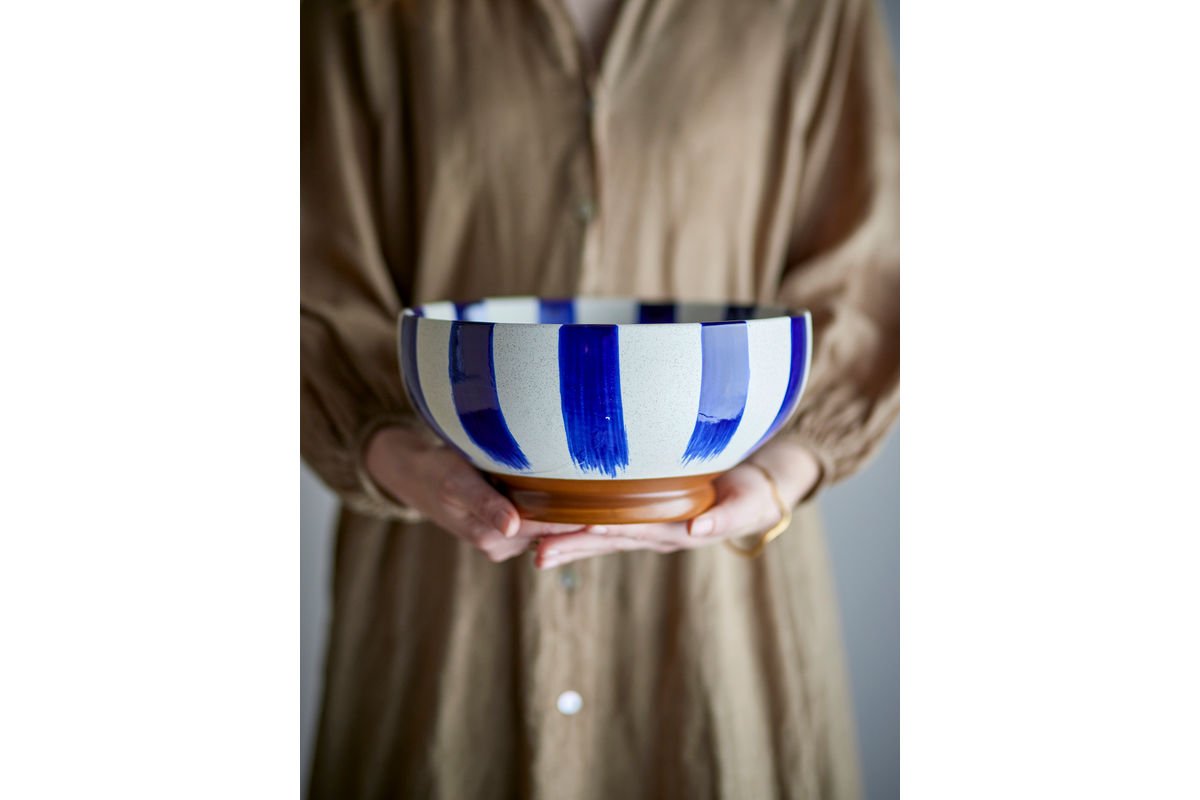 Schale Cala – handbemalte Steingutschale in Blau