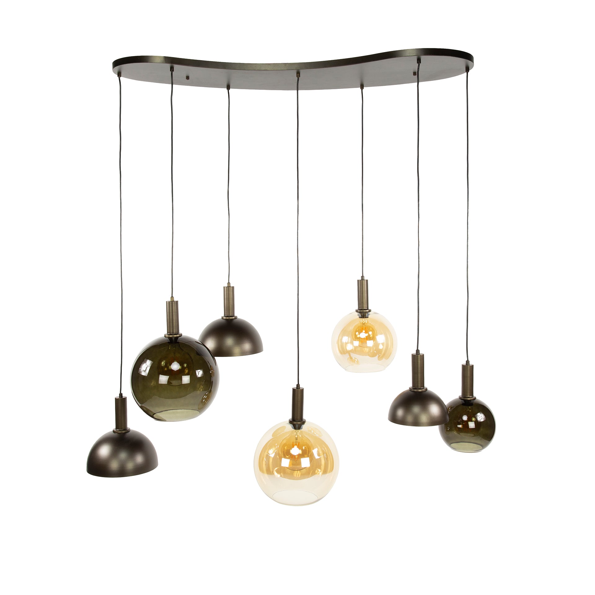 Pendelleuchte Caldera – Organisches Cluster-Design in Sienna-Braun (7-flammig)