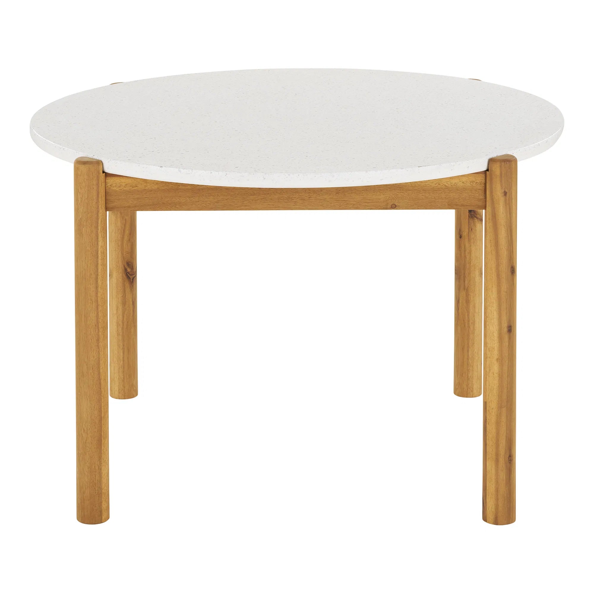 Garten Esstisch Lisa – Akazie & Terrazzo in Natur/Weiß, ø120 cm