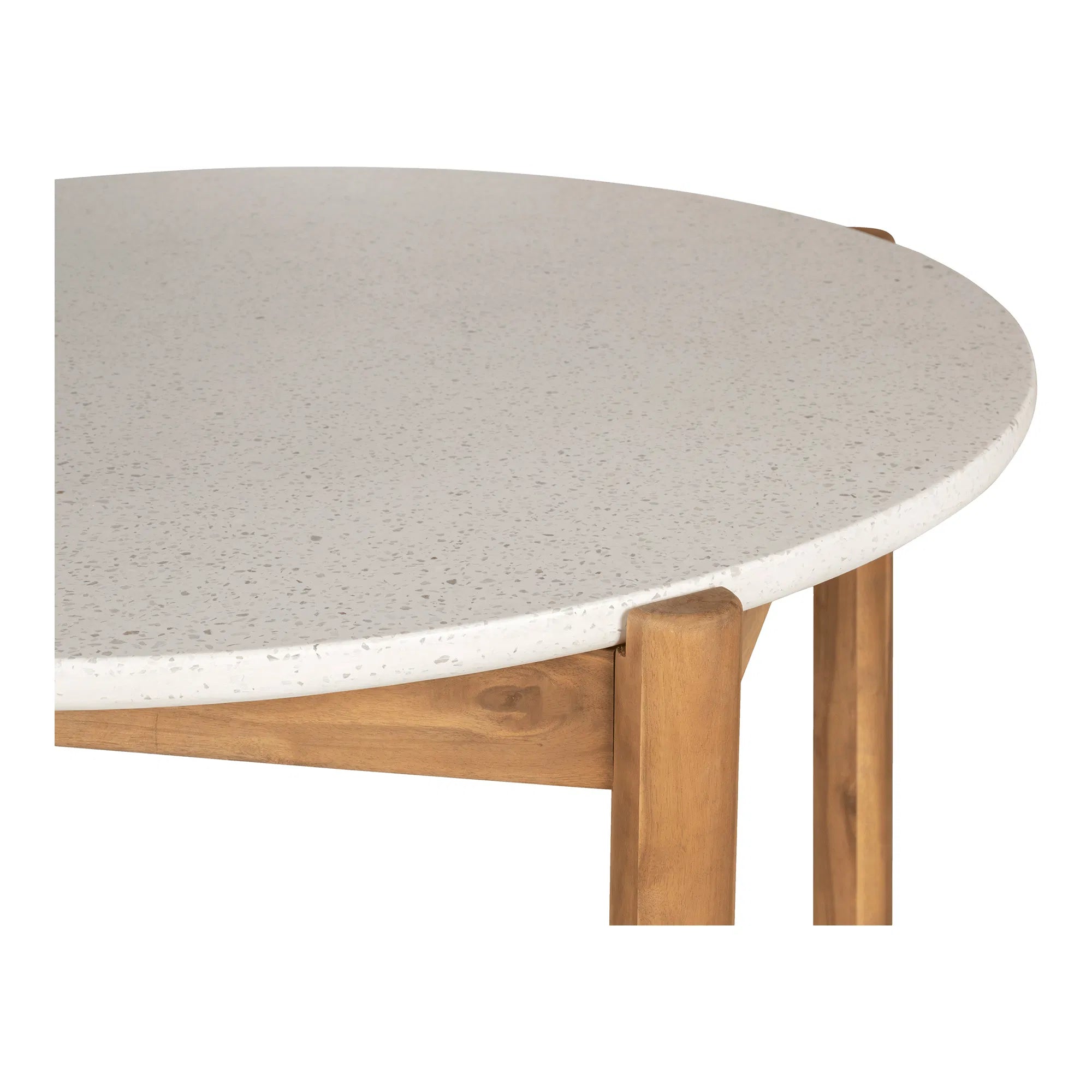 Garten Esstisch Lisa – Akazie & Terrazzo in Natur/Weiß, ø120 cm
