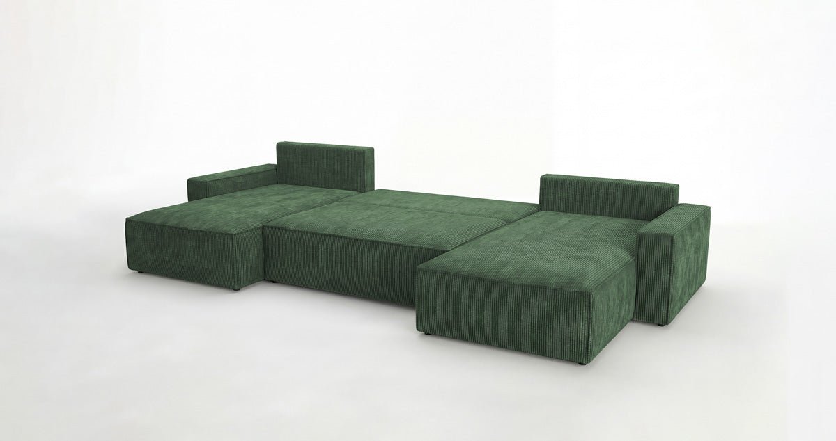 Designer Sofa Vienna U mit Schlaffunktion und Stauraum in Cord