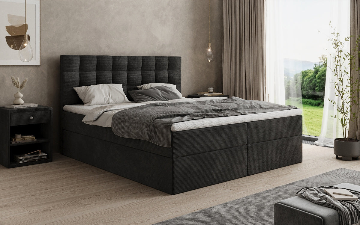 Boxspringbett Como in Cord mit Stauraum