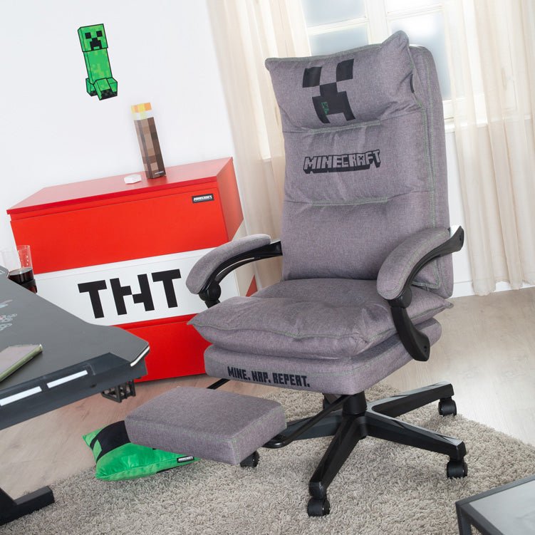 Minecraft Gaming-Stuhl „Builder“ – mit Beinauflage, Wippmechanik & Komfortpolster