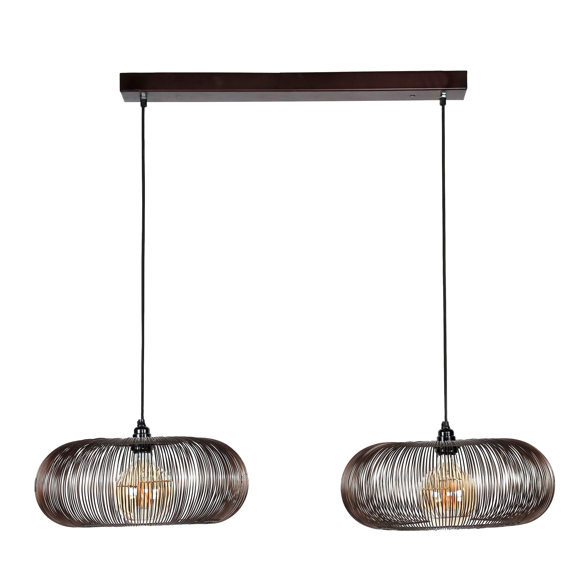 Pendelleuchte Aurex Duo – Metallscheiben in Schwarznickel mit goldenen Akzenten (2-flammig)