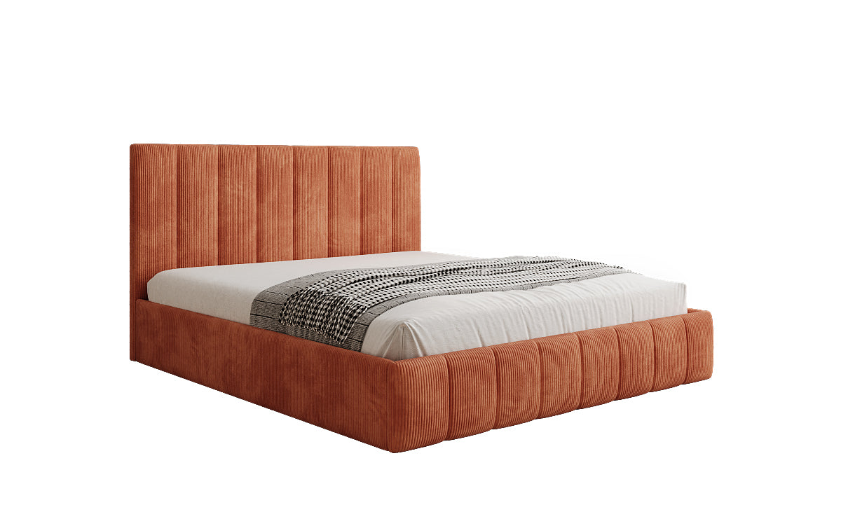 Designer Polsterbett Mila in Cord mit Stauraum