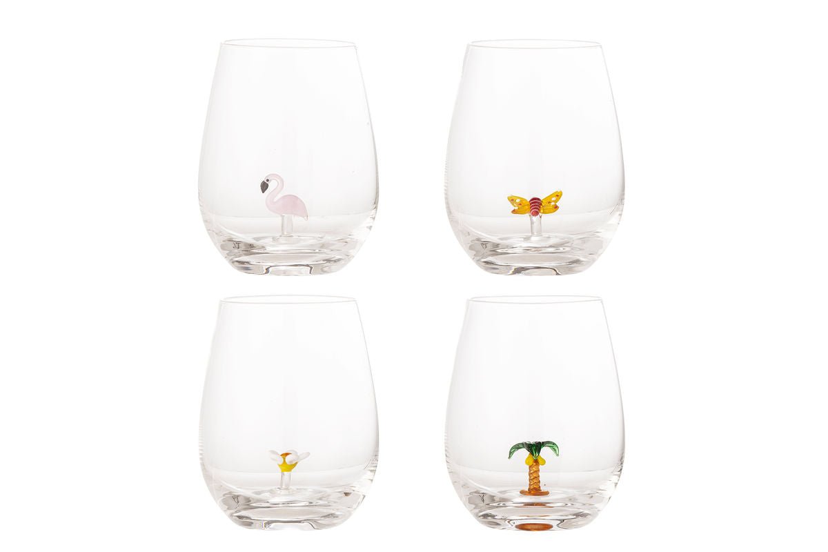 Trinkgläser Cala – Glas mit handgefertigten Figuren (4er-Set)