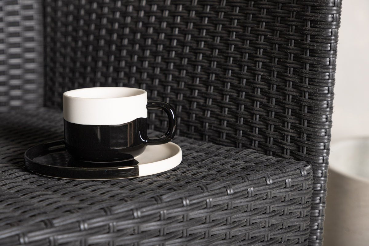 2er Set - Gartenstuhl Caro aus Rattan in Schwarz