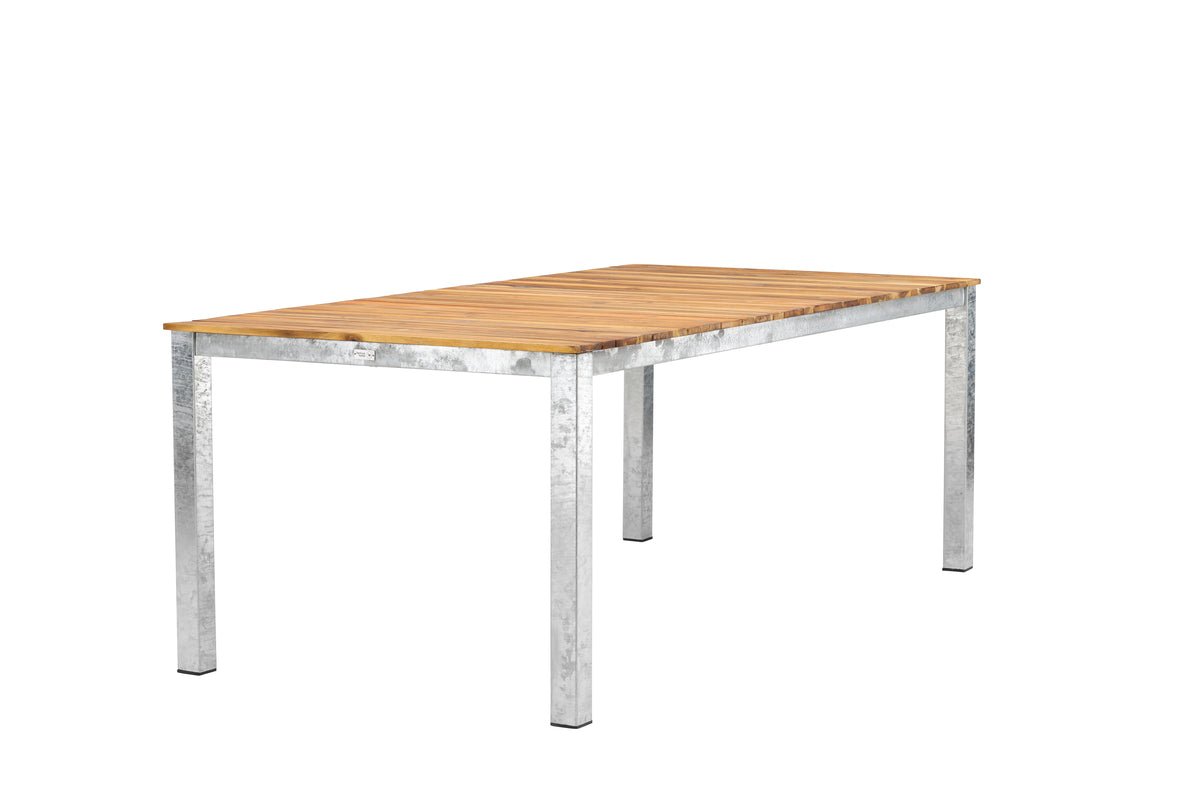 Gartentisch Nyota - Rechteckiger Esstisch mit Akazienholzplatte auf Stahlgestell