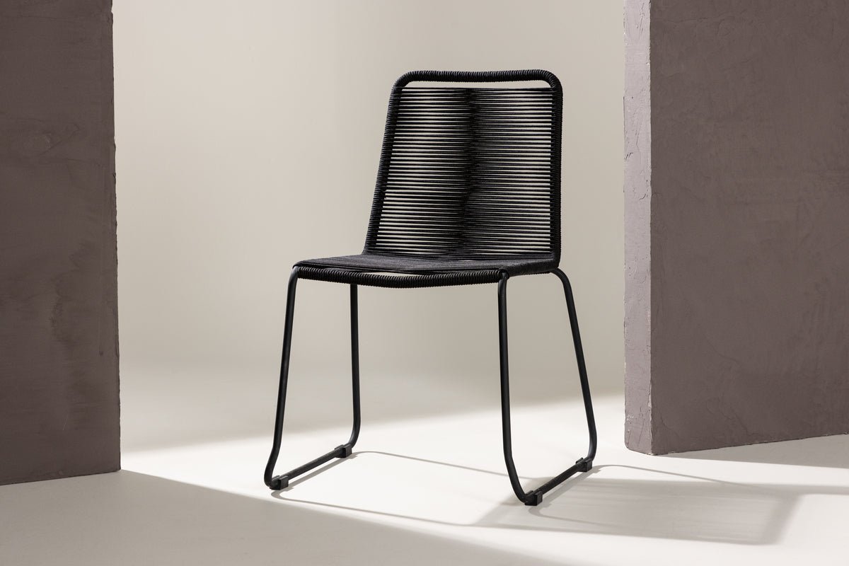 Gartenstuhl Mirava - in Schwarz mit Polyesterseil