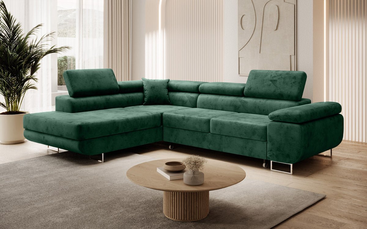 Canapé designer Aston avec fonction couchage et rabattable en Velours