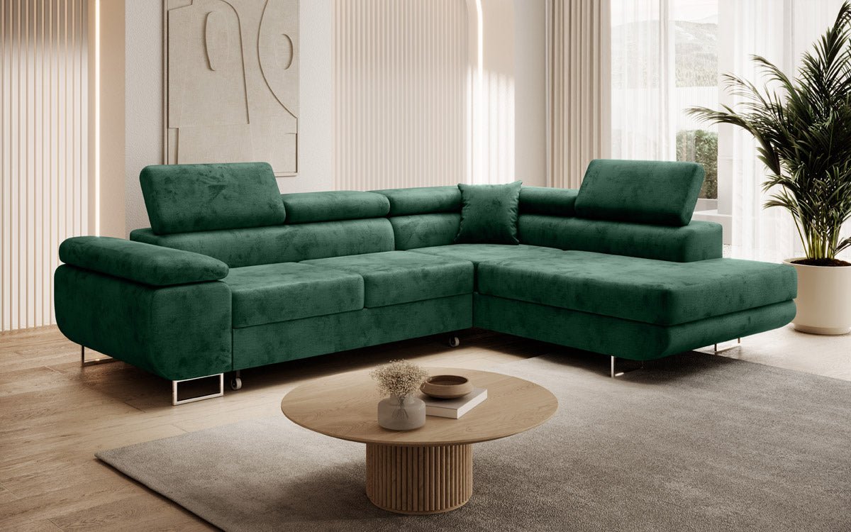 Canapé designer Aston avec fonction couchage et rabattable en Velours