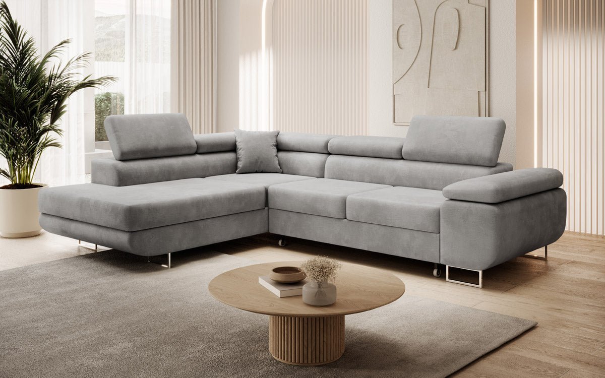 Canapé designer Aston avec fonction couchage et rabattable en Velours