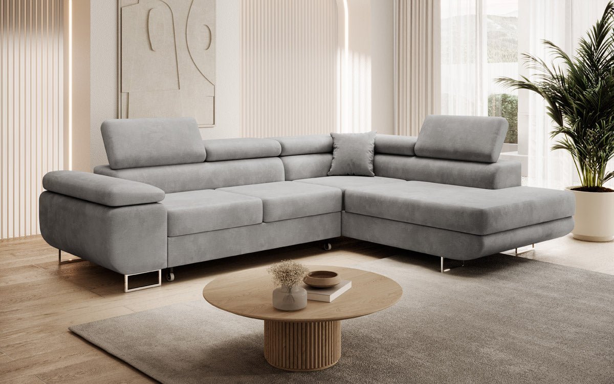 Canapé designer Aston avec fonction couchage et rabattable en Velours