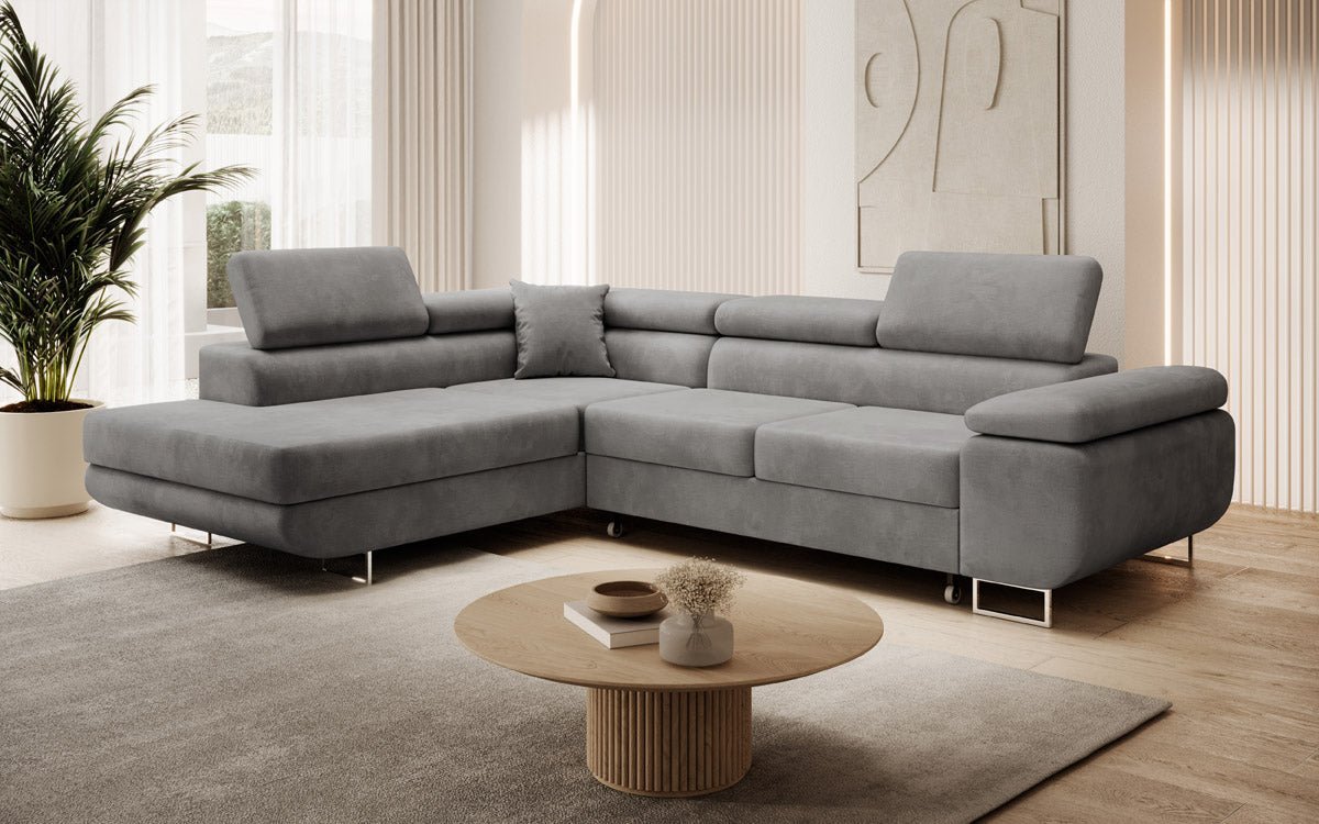 Canapé designer Aston avec fonction couchage et rabattable en Velours
