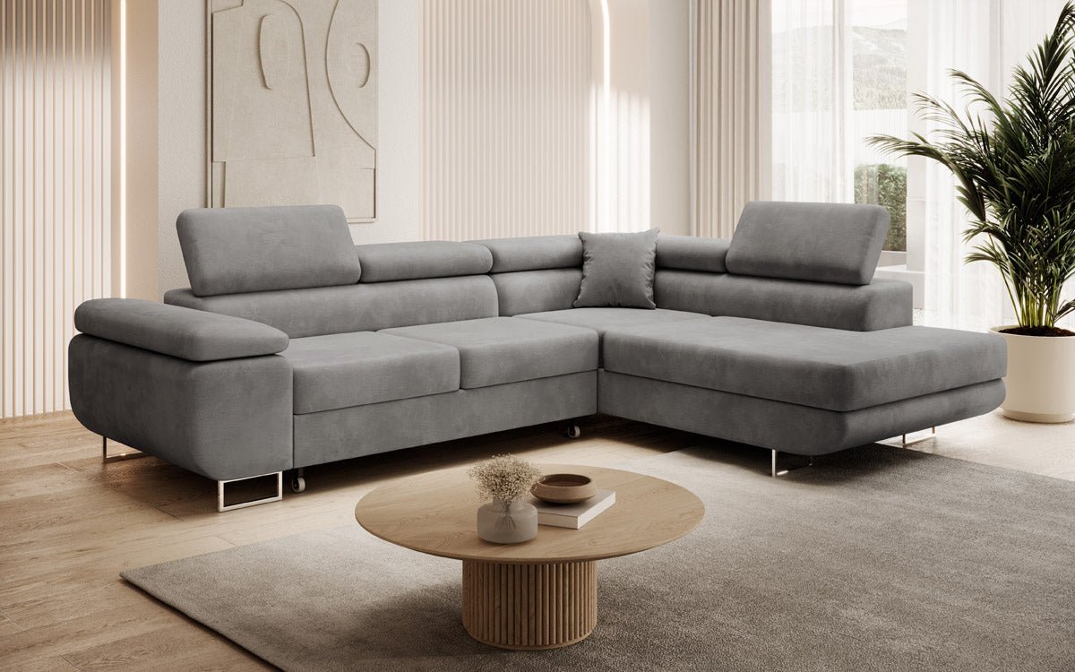 Canapé designer Aston avec fonction couchage et rabattable en Velours