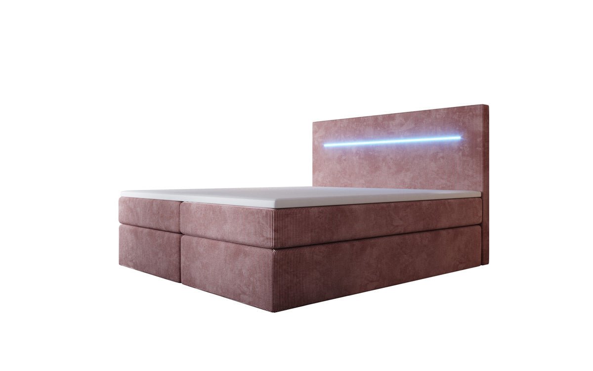 Boxspringbett Sejour mit LED u. Stauraum in Cord