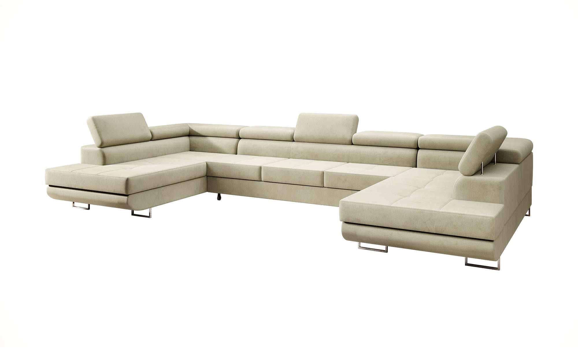 Designer Sofa Taormina mit Schlaf- und Klappfunktion in Samt oder Kunstleder