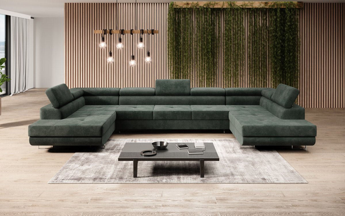 Canapé designer Taormina avec fonction couchage et rabattable en Côtelé
