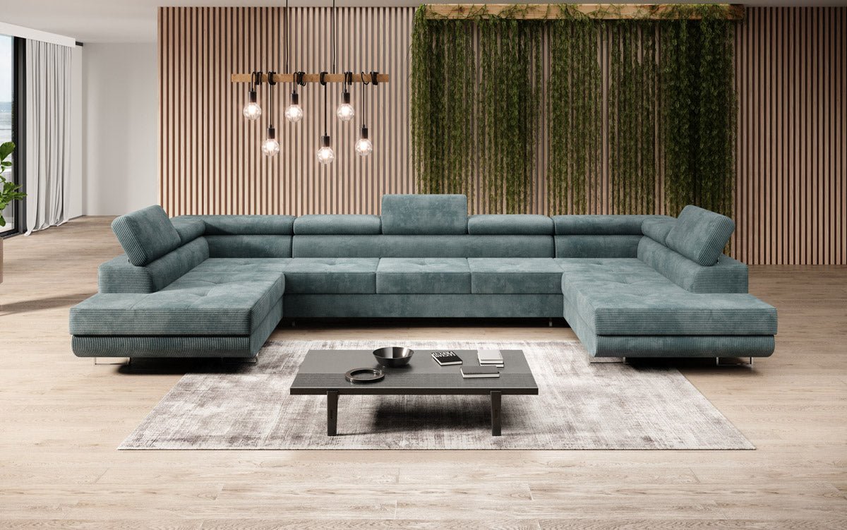 Canapé designer Taormina avec fonction couchage et rabattable en Côtelé