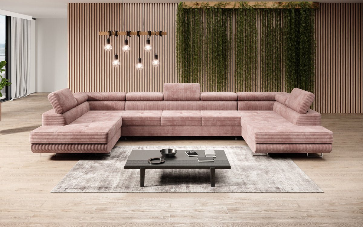 Canapé designer Taormina avec fonction couchage et rabattable en Côtelé