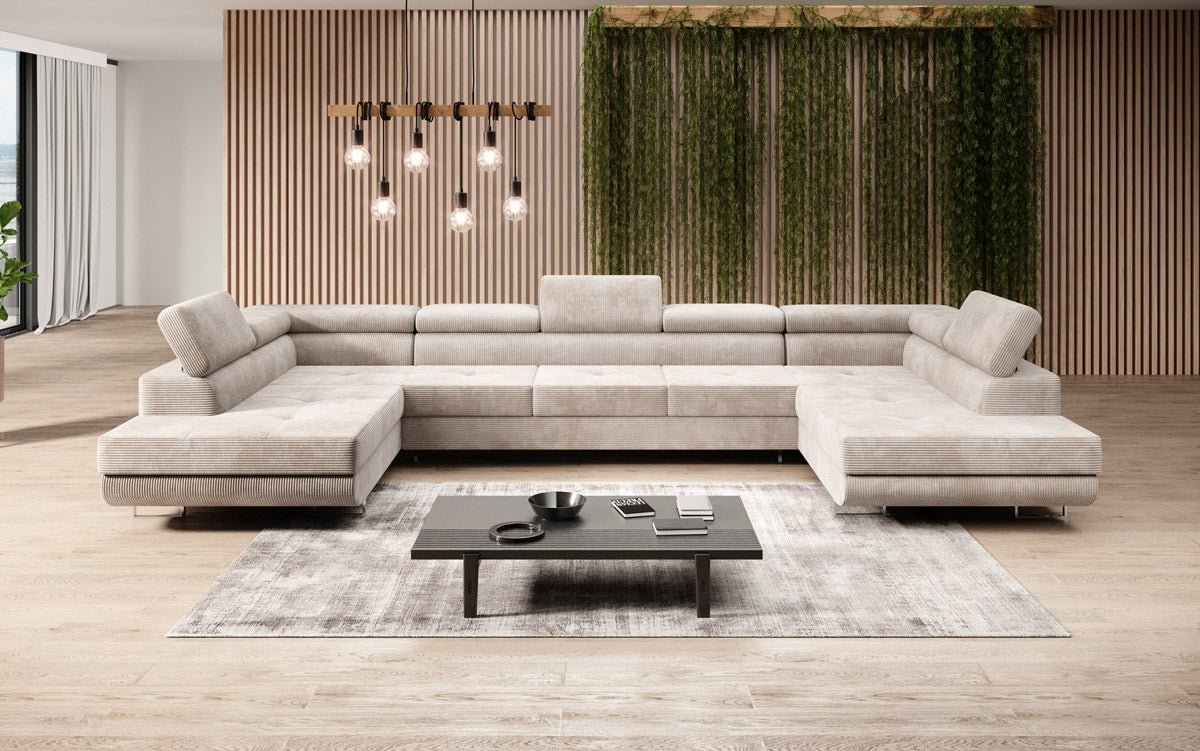 Canapé designer Taormina avec fonction couchage et rabattable en Côtelé