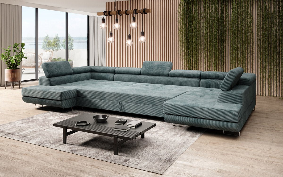 Canapé designer Taormina avec fonction couchage et rabattable en Côtelé