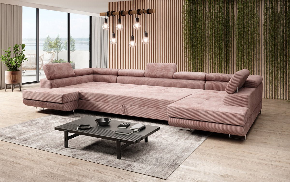 Canapé designer Taormina avec fonction couchage et rabattable en Côtelé