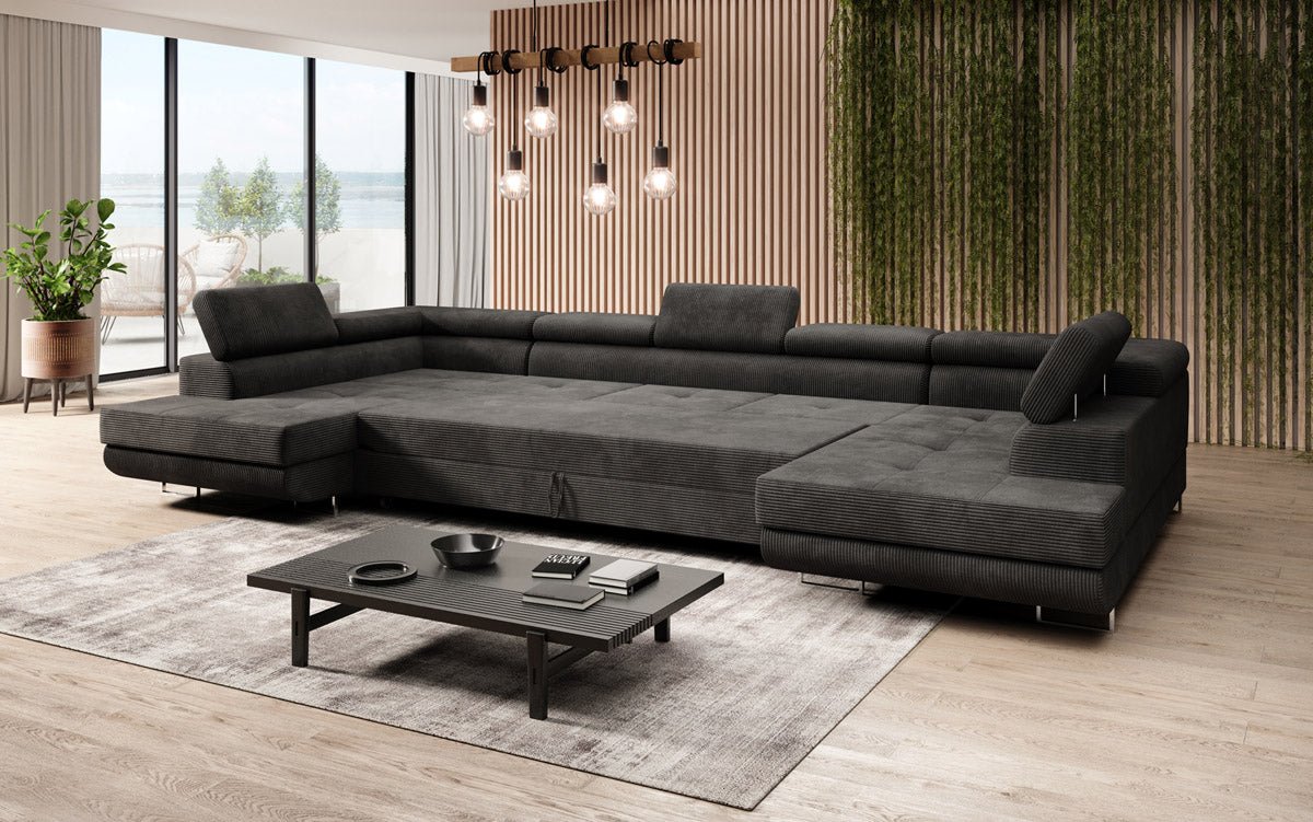Canapé designer Taormina avec fonction couchage et rabattable en Côtelé