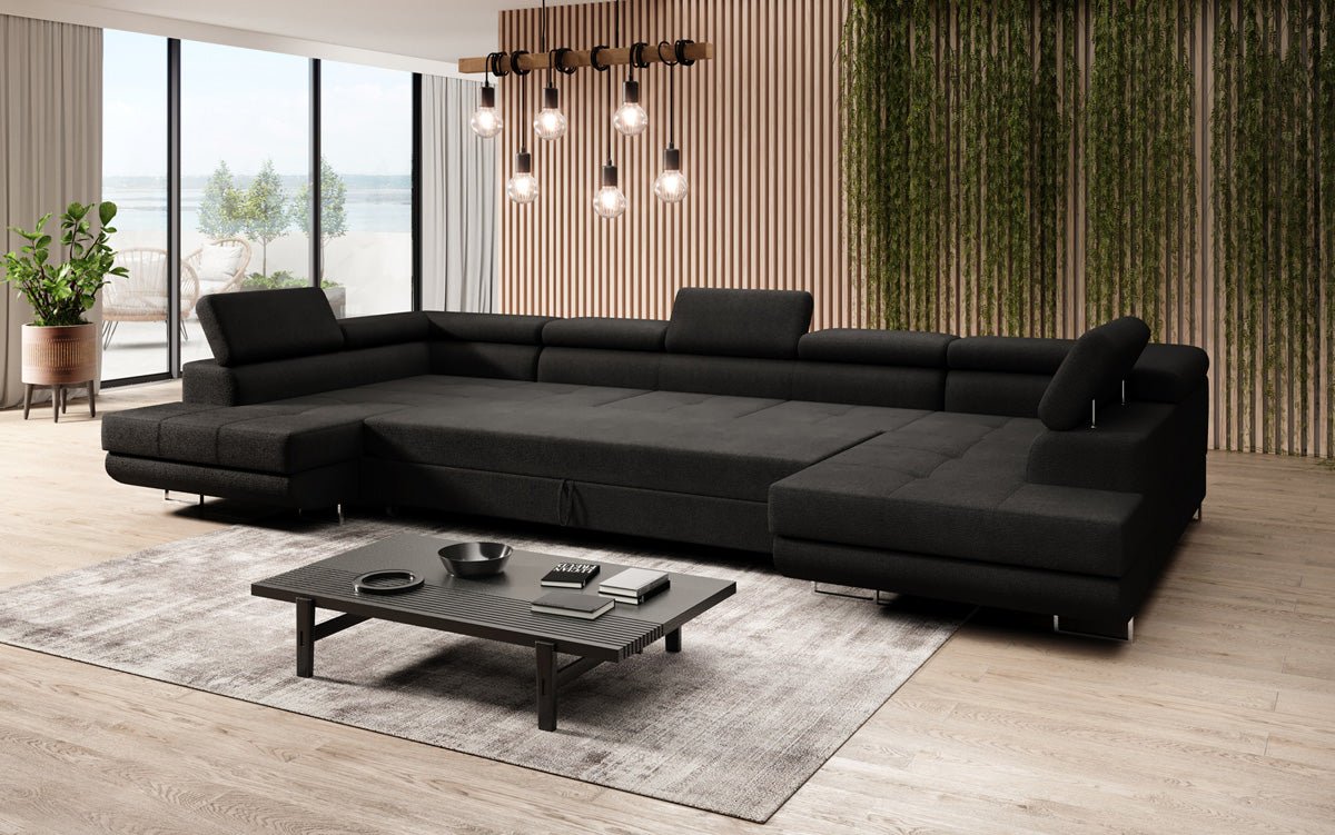 Designer Sofa Taormina mit Schlaf- und Klappfunktion in Bouclé