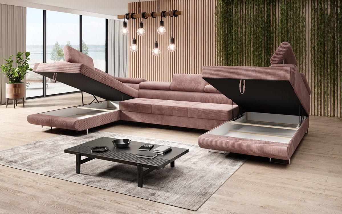 Canapé designer Taormina avec fonction couchage et rabattable en Côtelé