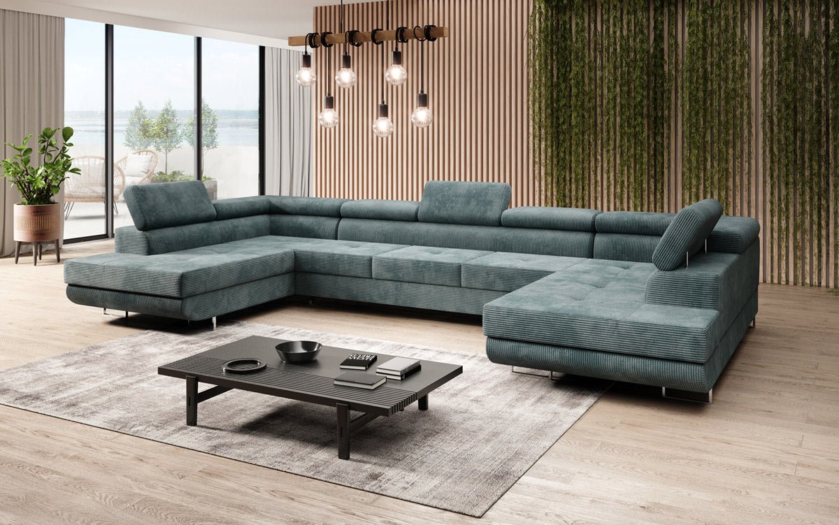 Canapé designer Taormina avec fonction couchage et rabattable en Côtelé