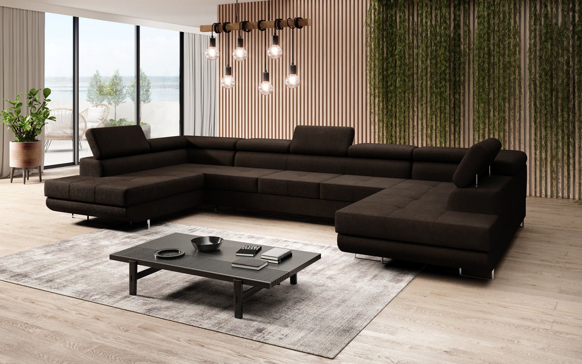 Designer Sofa Taormina mit Schlaf- und Klappfunktion in Bouclé