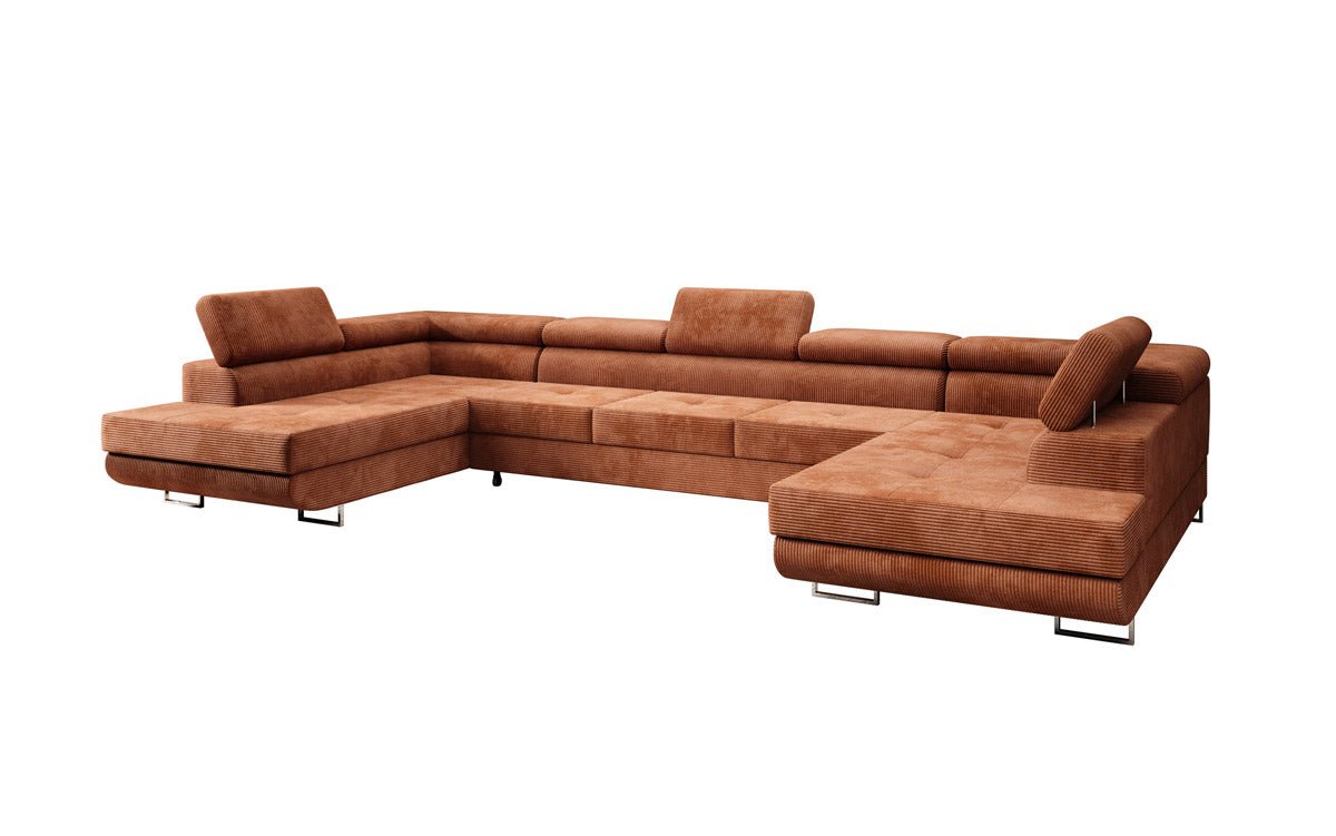 Canapé designer Taormina avec fonction couchage et rabattable en Côtelé