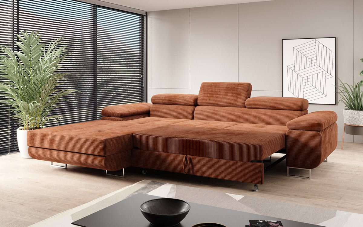 Designer Sofa Calvera mit Schlaf- und Klappfunktion in Cord