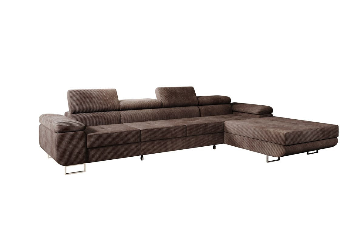 Canapé designer Calvera Maxi avec fonction couchage et rabattable en Côtelé