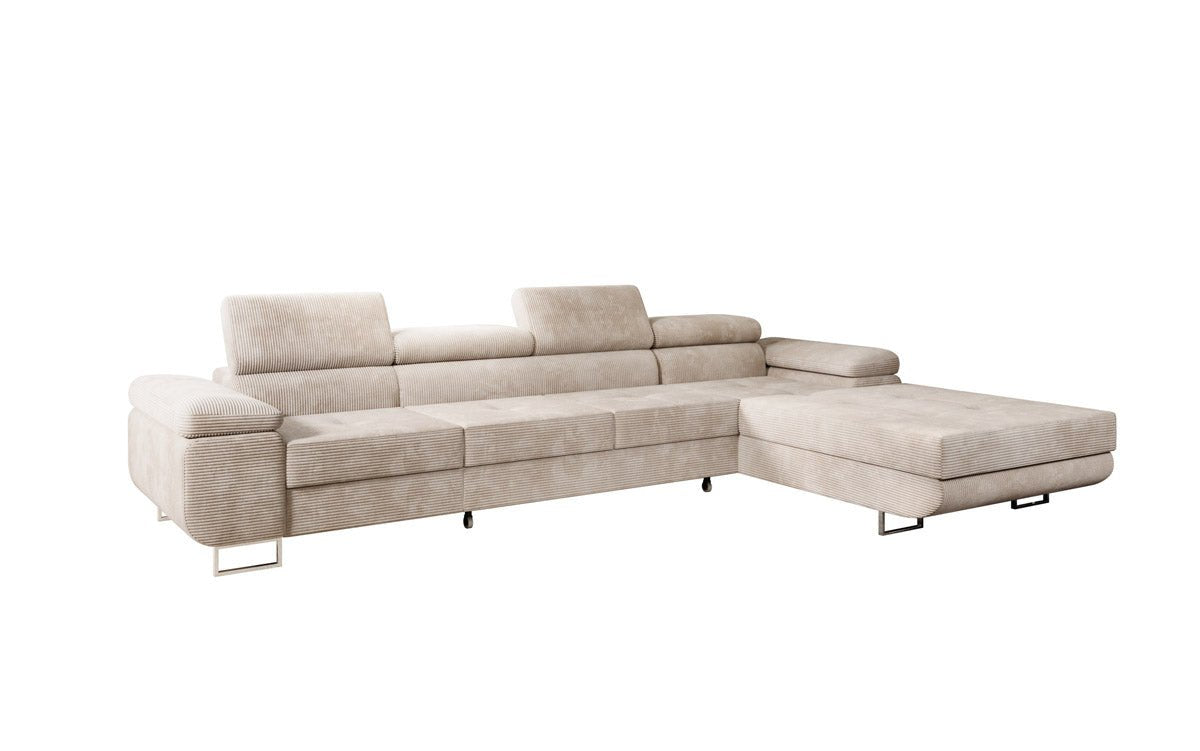 Canapé designer Calvera Maxi avec fonction couchage et rabattable en Côtelé