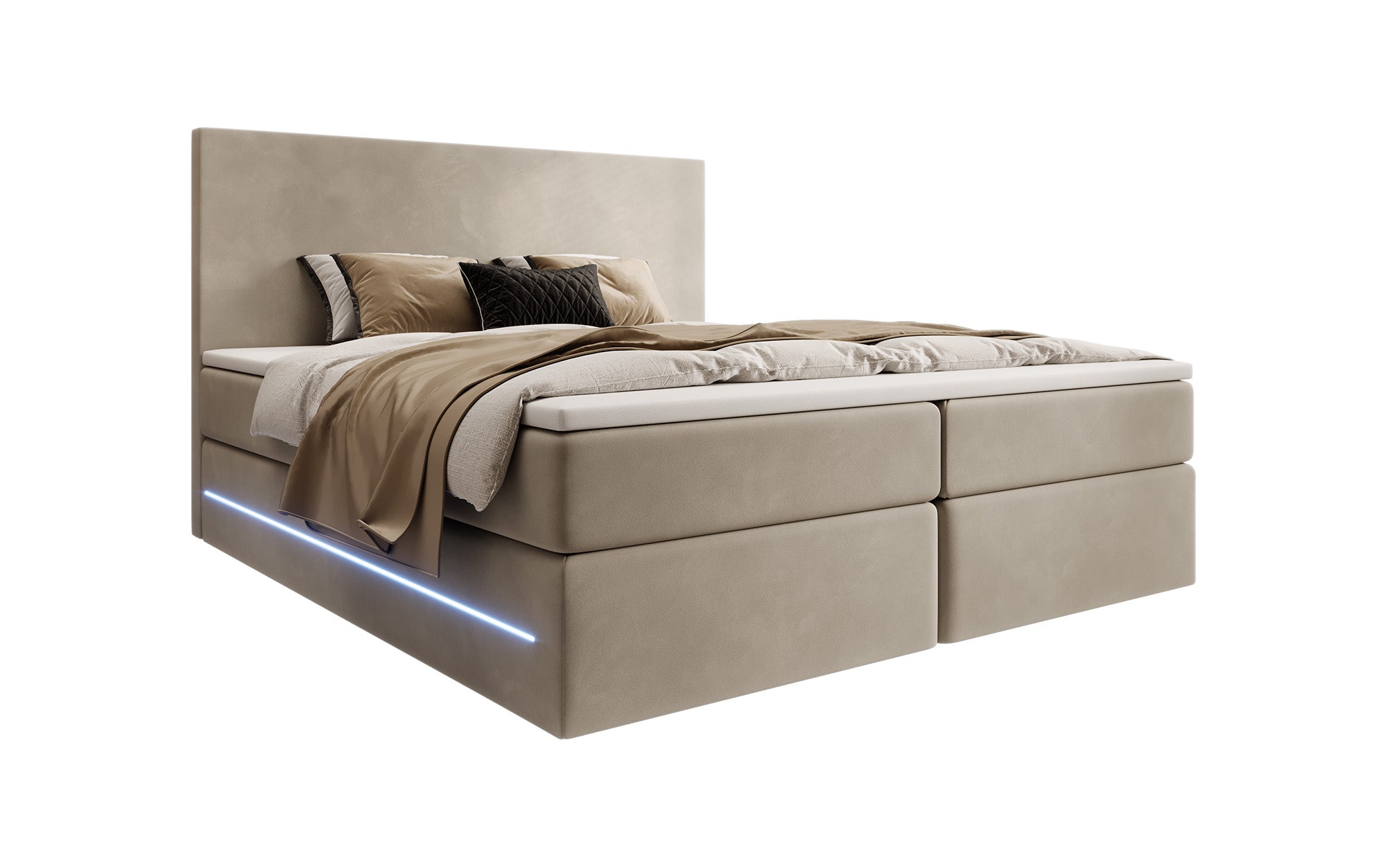 Boxspringbett Voyage mit LED u. Stauraum in Samt