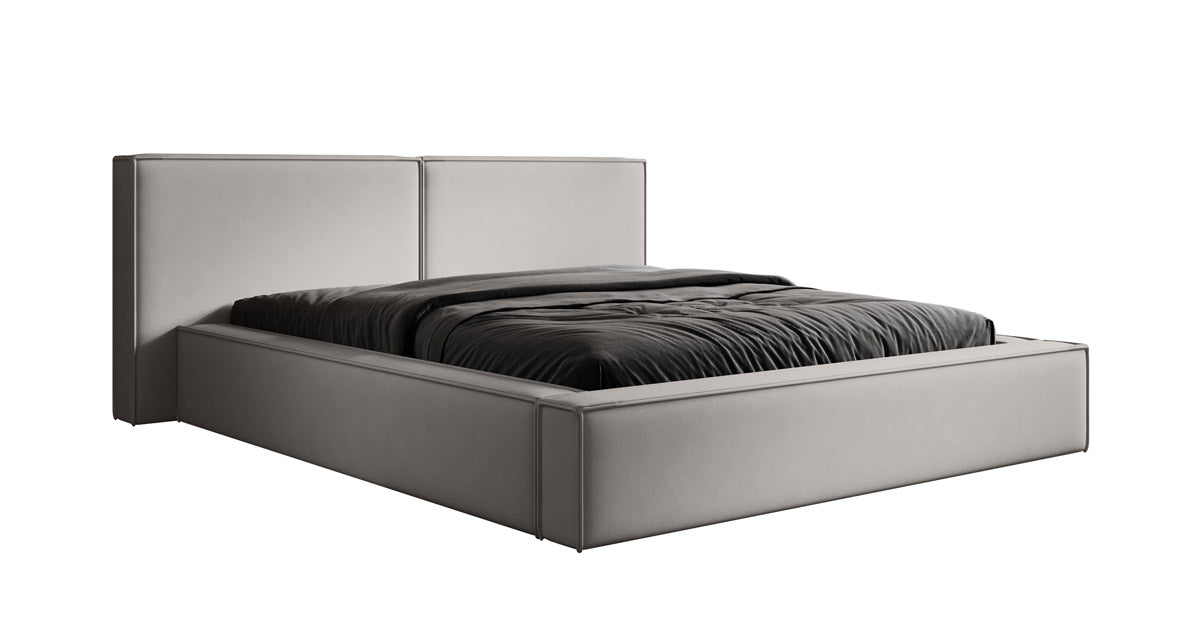Lit capitonné designer Ophelia en Tissu avec espace de rangement
